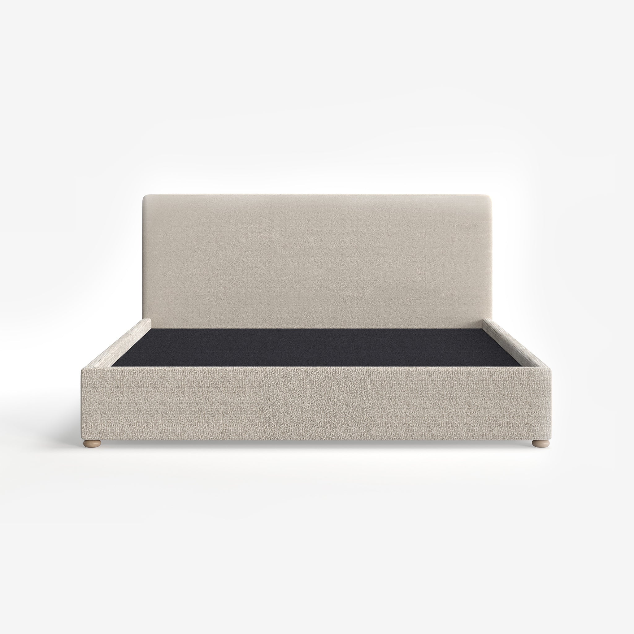 O'Halloran Beige Boucle Upholstered Bed with end-lift Ottoman Storage, Contemporary Interiors, Online Shopping, Craftsmanship, Wooden feet, Bazaar