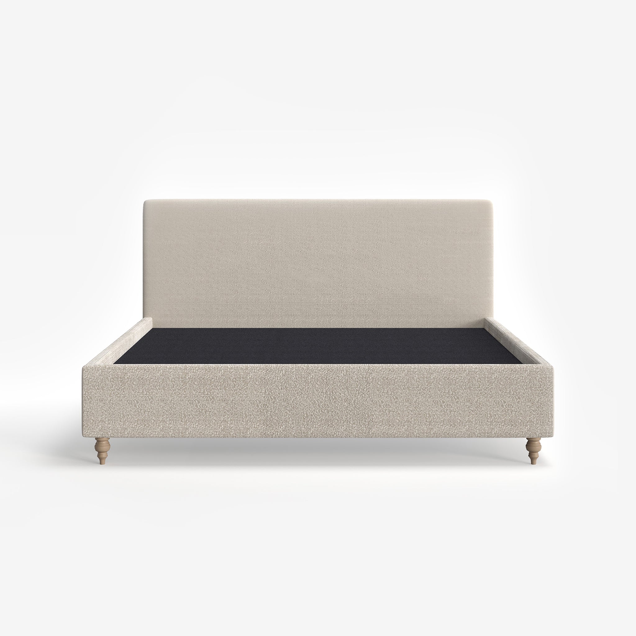 O'Halloran Beige Boucle Upholstered Bed with end-lift Ottoman Storage, Contemporary Interiors, Online Shopping, Craftsmanship, Wooden feet, Bazaar