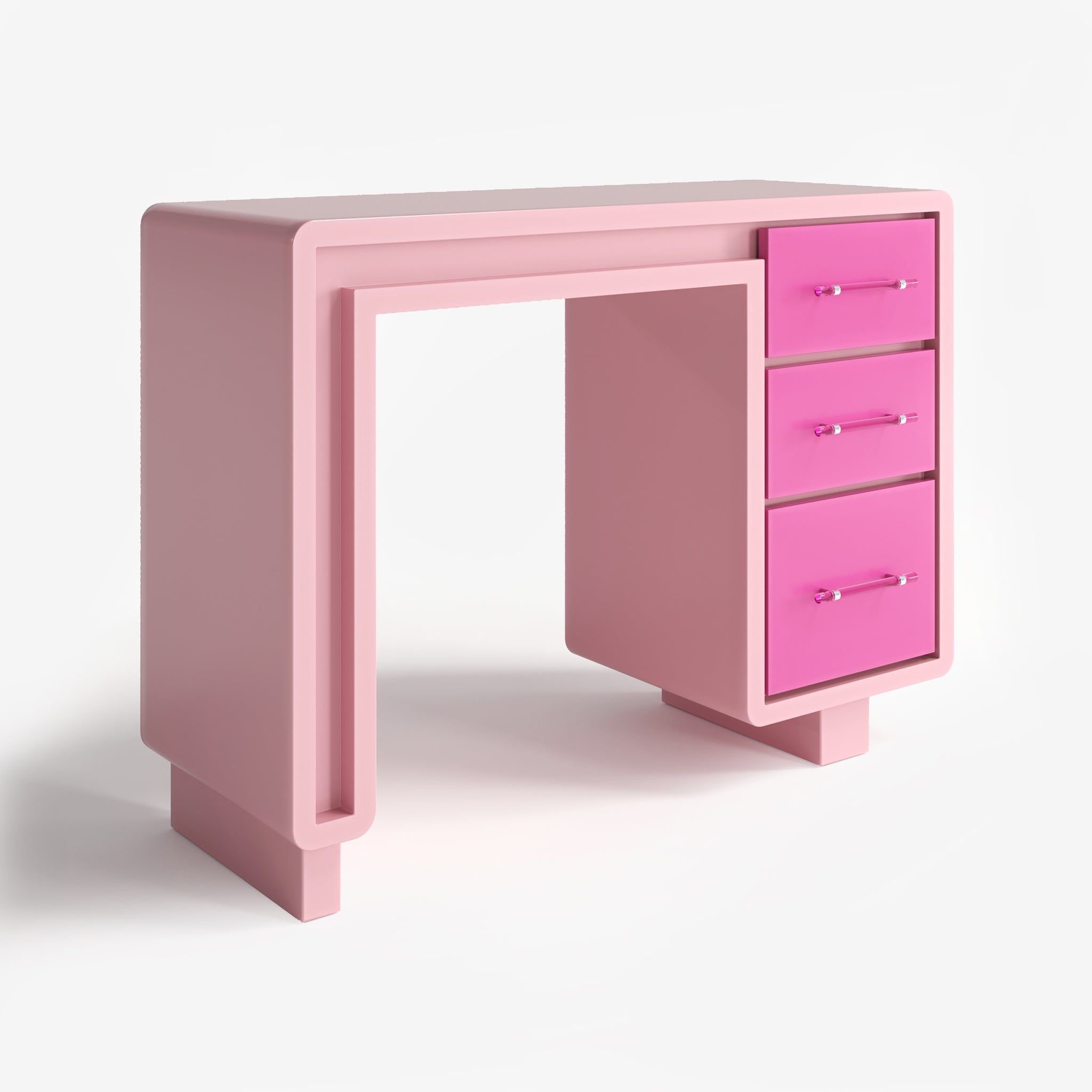 Luxury furniture, Barbie Inspired Dressing Tablel, 3 Drawers, Pink, Contemporary Design, Modern Design, Upholstery, Bedroom