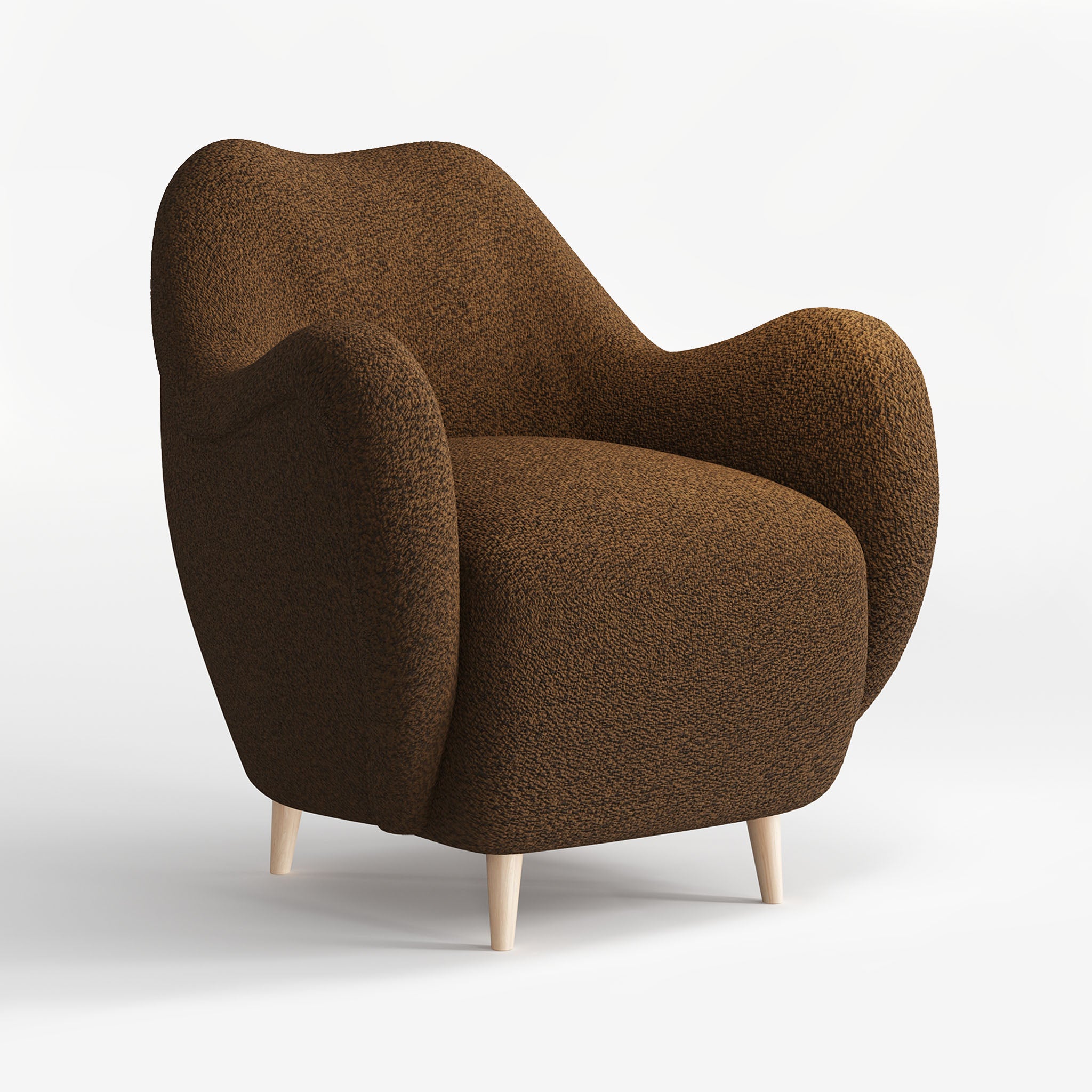 Luxury furniture, Brown Boucle Fabric Armchair, Contemporary Design, Modern Design