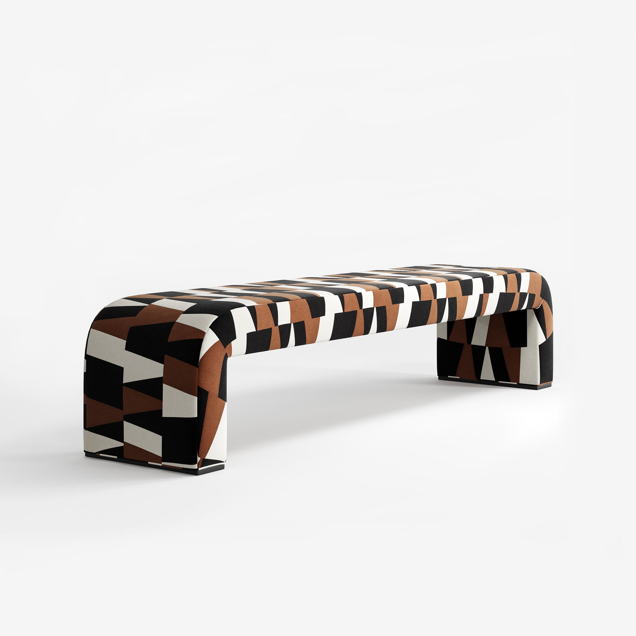 Bazaar, Geometric Fabric Bench, Contemporary Interiors, Bold Design, Luxury Furniture, Bedroom, Living Room