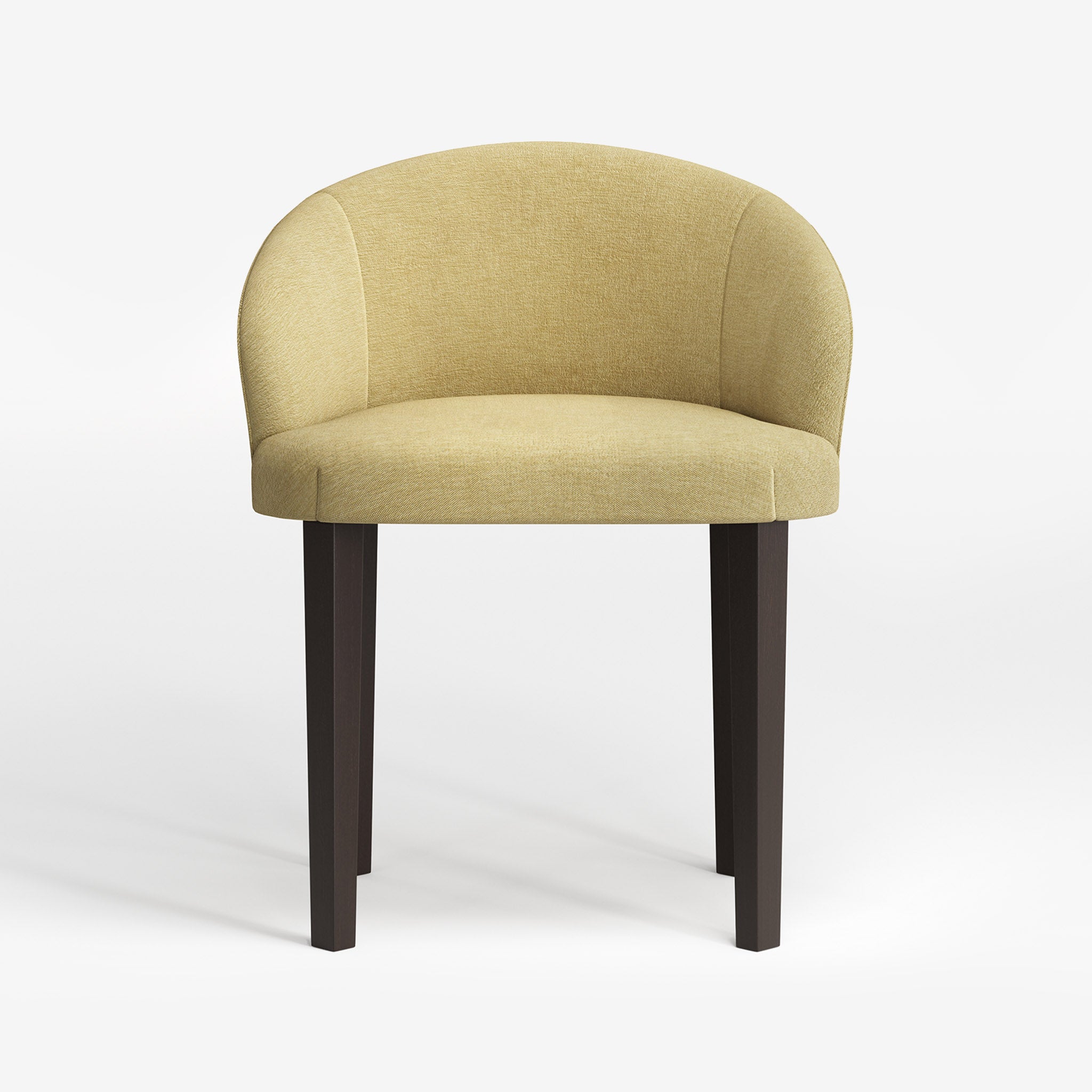Dining Chair, Soft Yellow Linen like Fabric, Dark Wooden Legs, Low Back, Bazaar Brand, Dressing Table Chair, Dining Chair