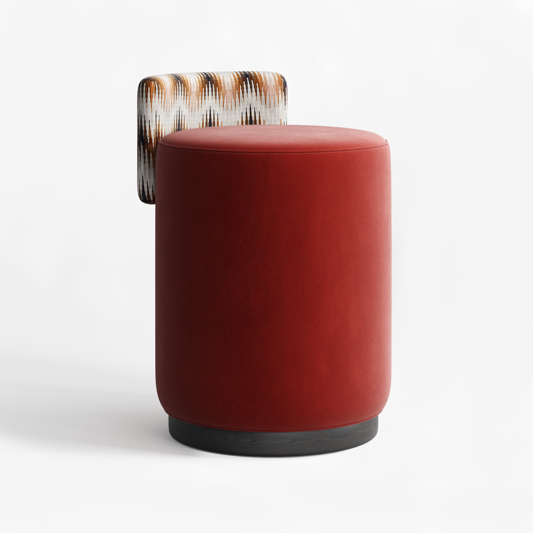 Gohil velvet Stool with Backrest, Luxury Interiors, Contemporary Interiors, Online Shopping, Craftsmanship, Upholstery, Bazaar