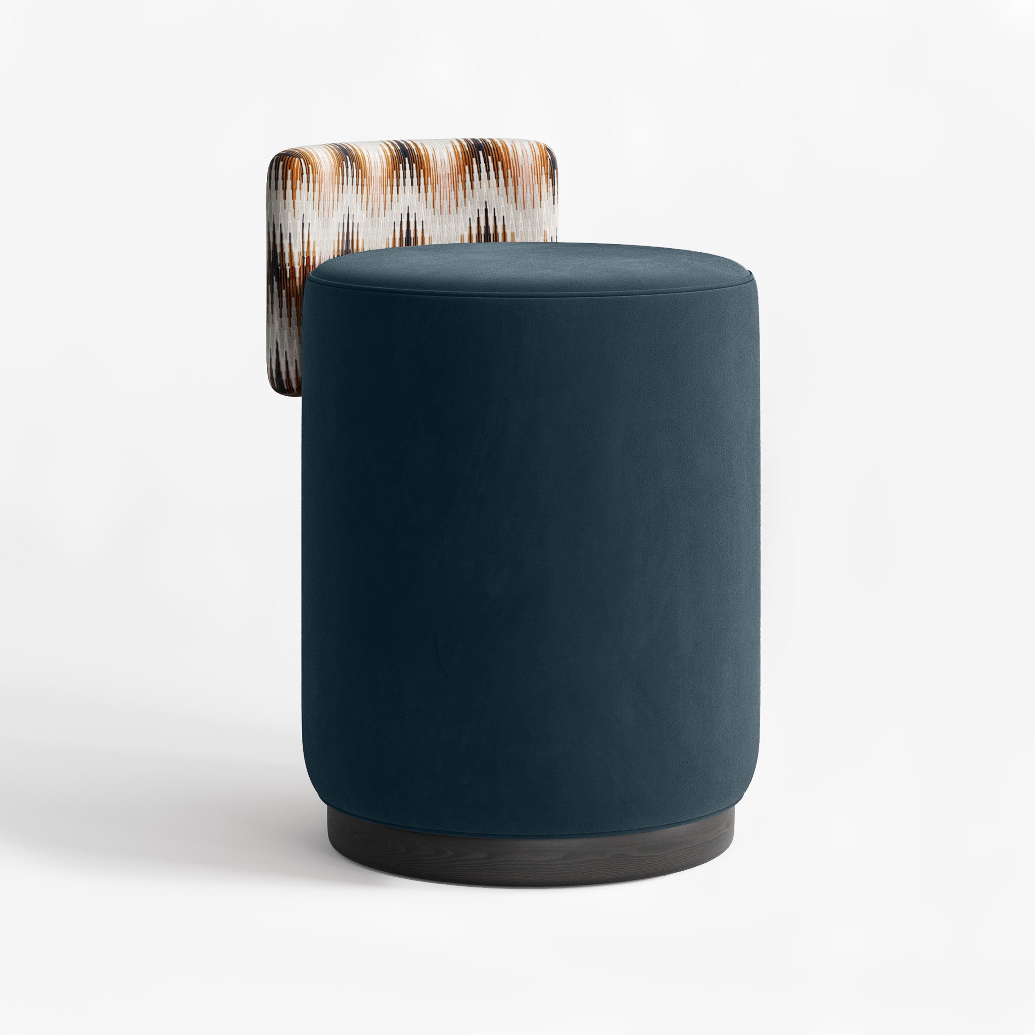 Gohil velvet Stool with Backrest, Luxury Interiors, Contemporary Interiors, Online Shopping, Craftsmanship, Upholstery, Bazaar