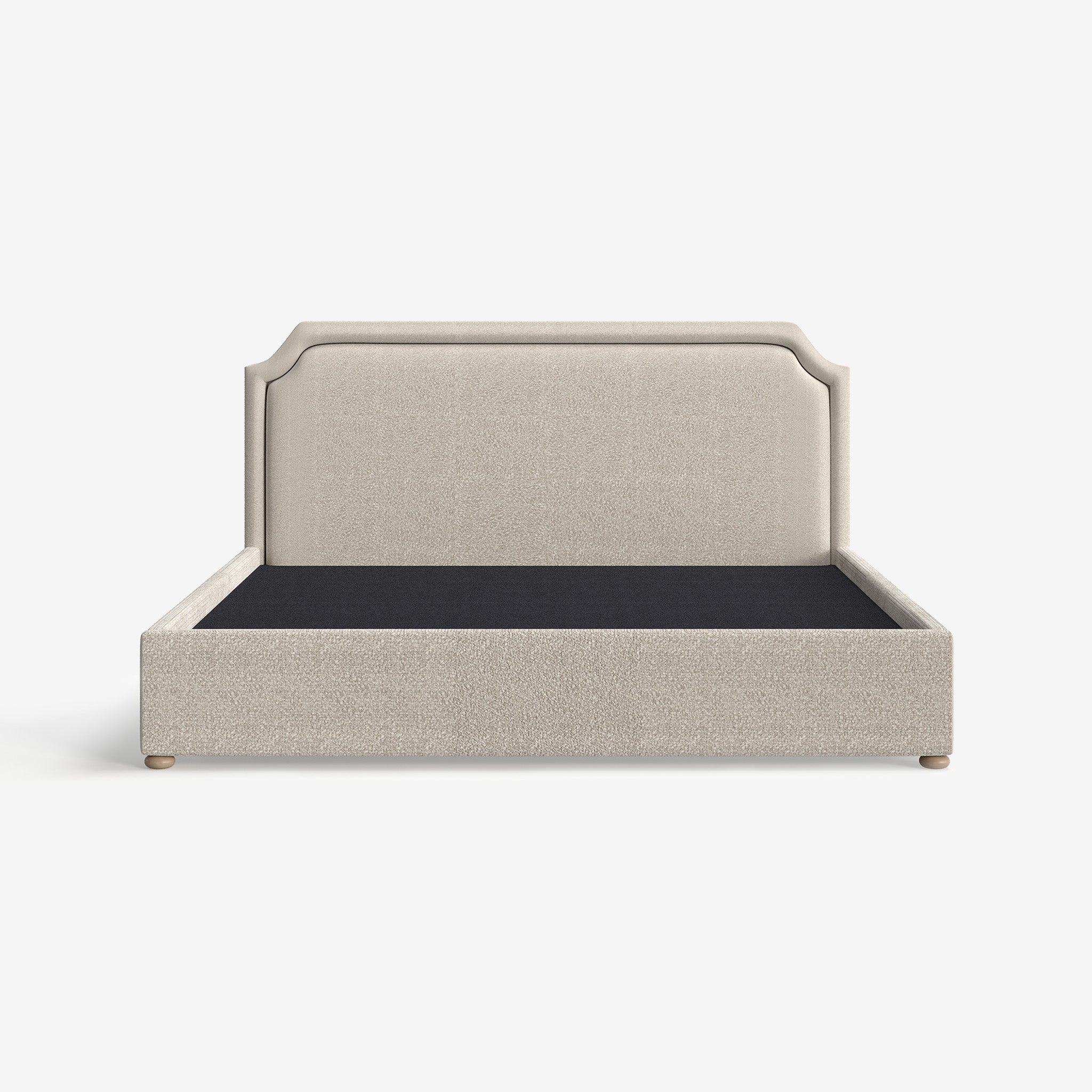 Haley Beige Boucle Upholstered Bed with Fluted Edge Headbaord and end-lift Ottoman Storage, Contemporary Interiors, Online Shopping, Craftsmanship, Wooden feet, Bazaar