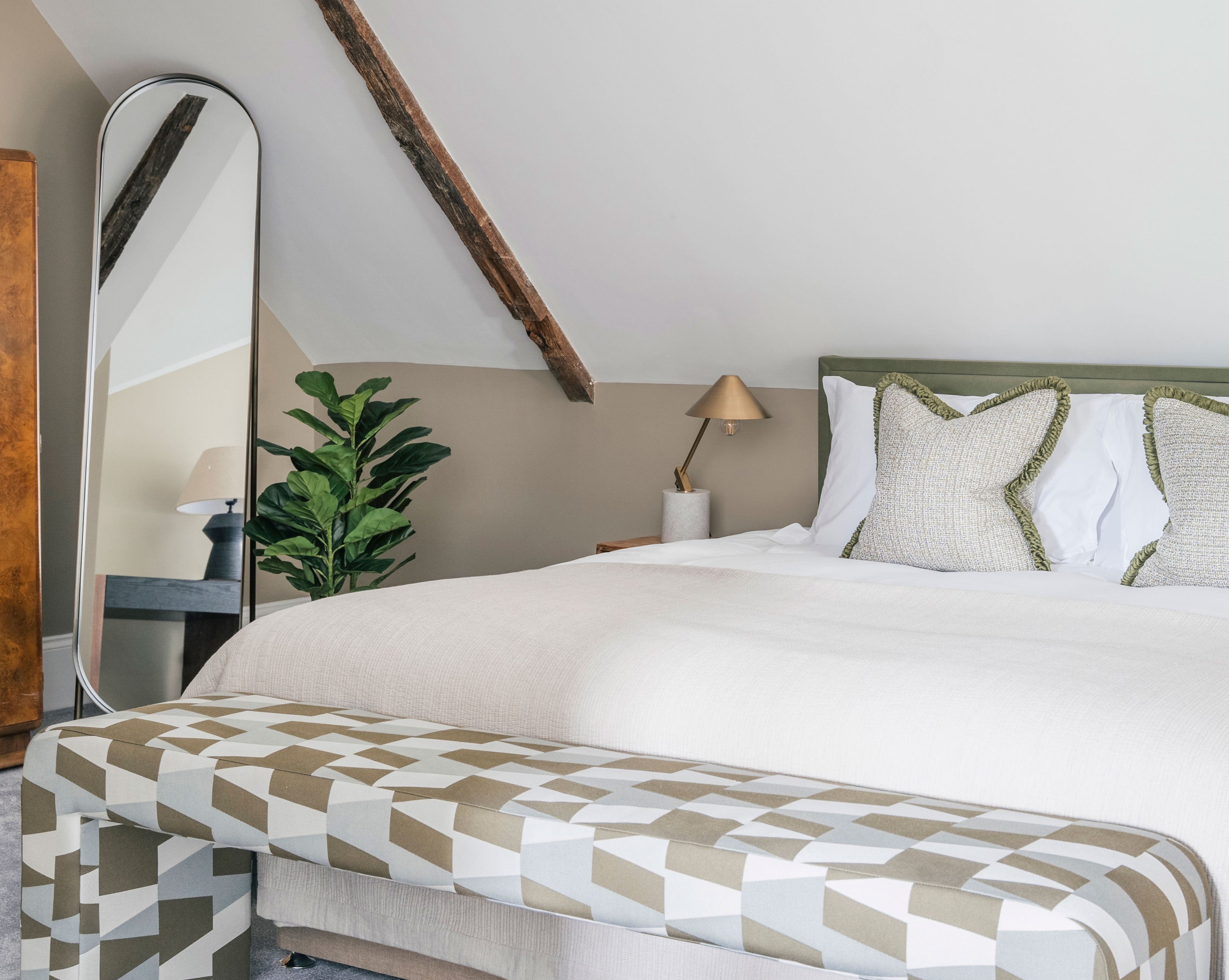 Bazaar, Geometric Fabric Bench, Contemporary Interiors, Bold Design, Luxury Furniture, Bedroom, Living Room