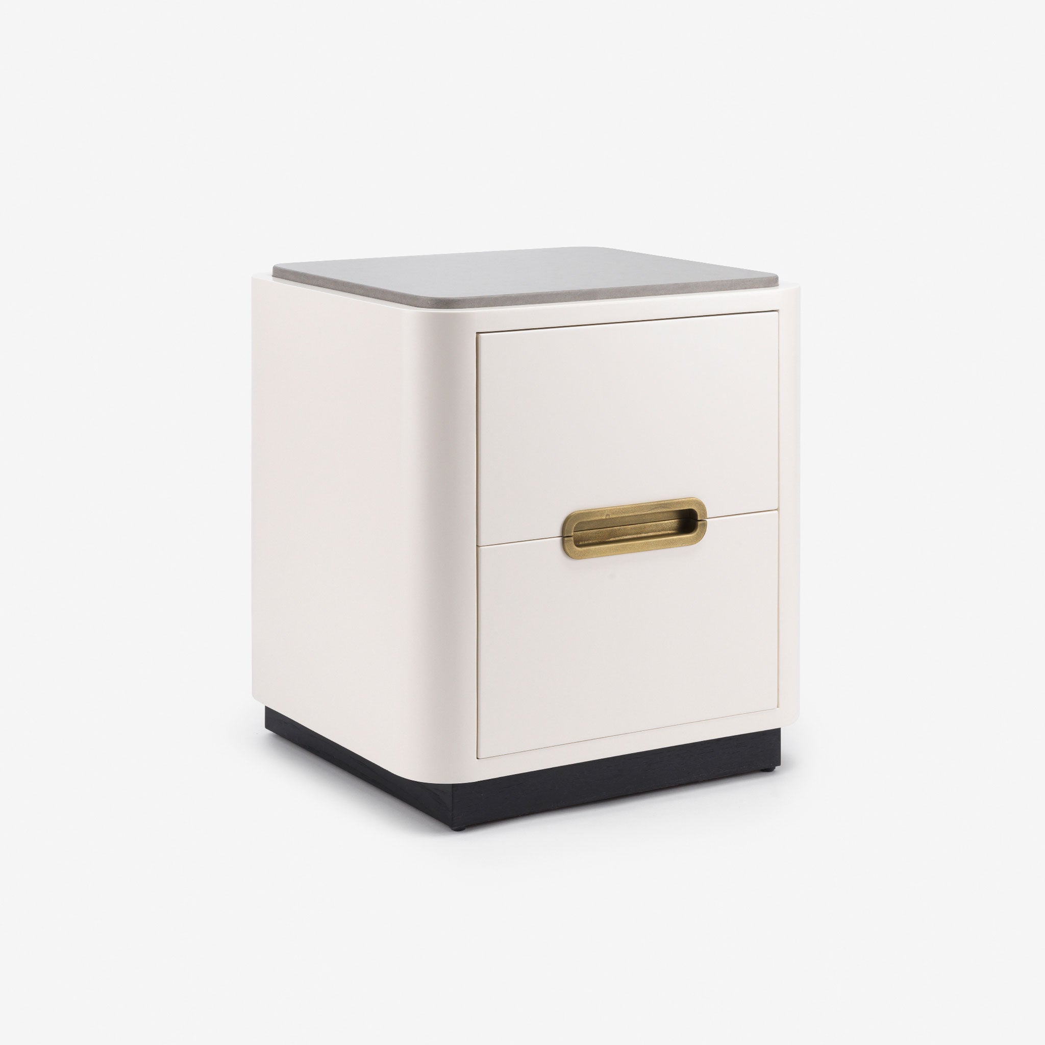 Bazaar, Bedside Table, Stone Top, Brass Detail, Lacquer, Contemporary Design