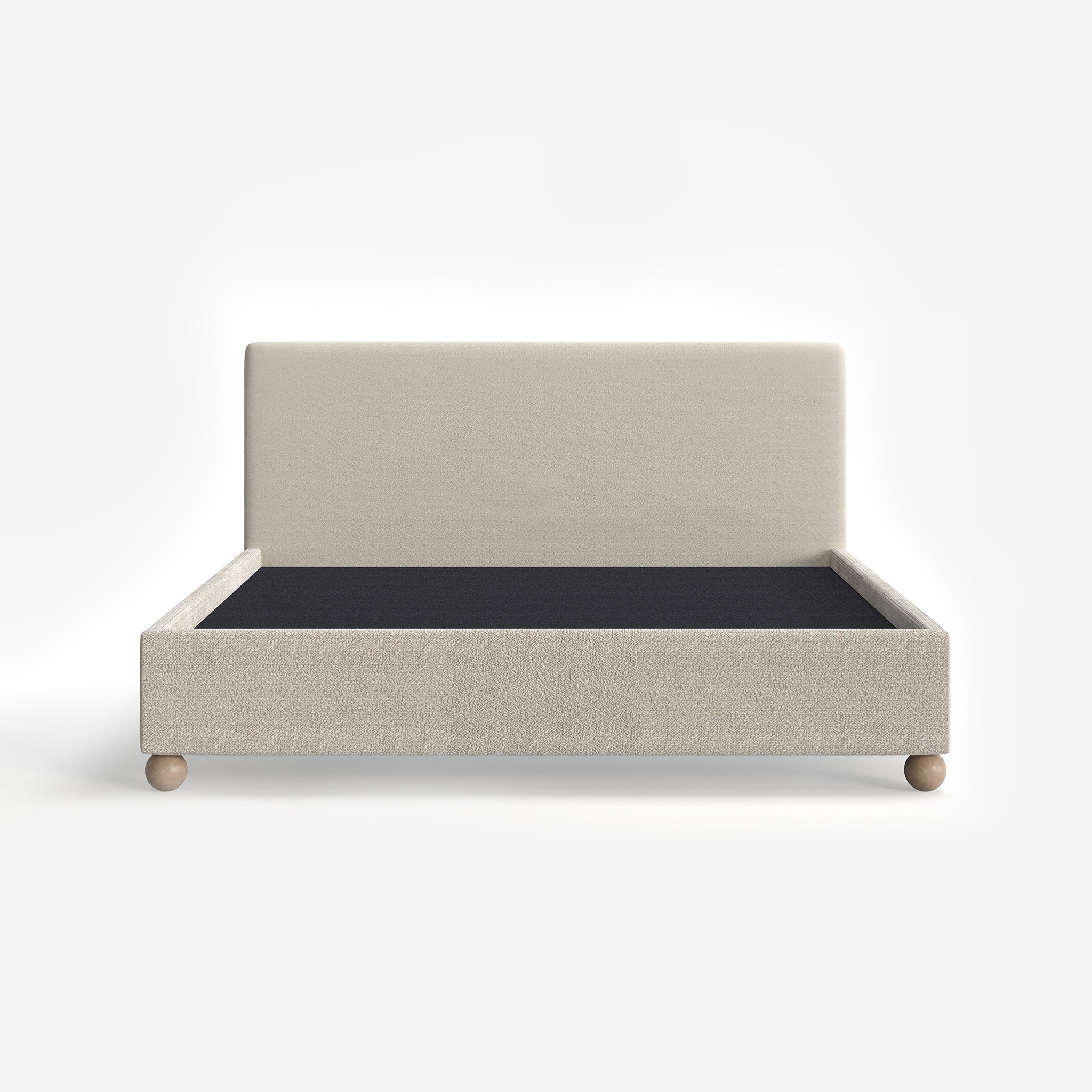 O'Halloran Beige Boucle Upholstered Bed with end-lift Ottoman Storage, Contemporary Interiors, Online Shopping, Craftsmanship, Wooden feet, Bazaar