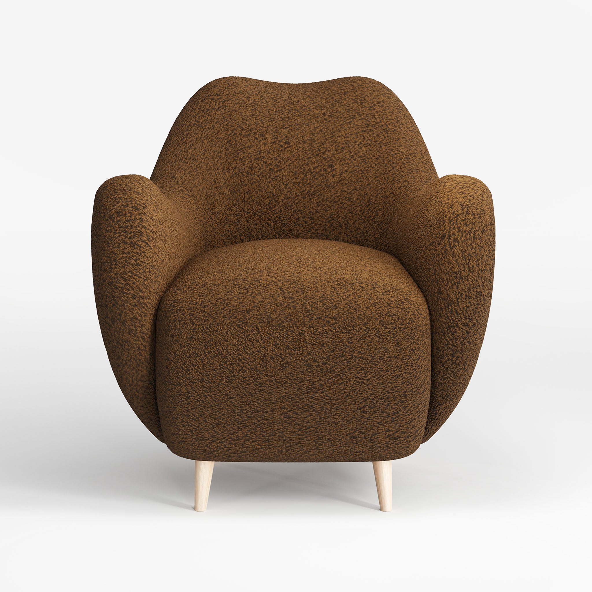 Luxury furniture, Brown Boucle Fabric Armchair, Contemporary Design, Modern Design