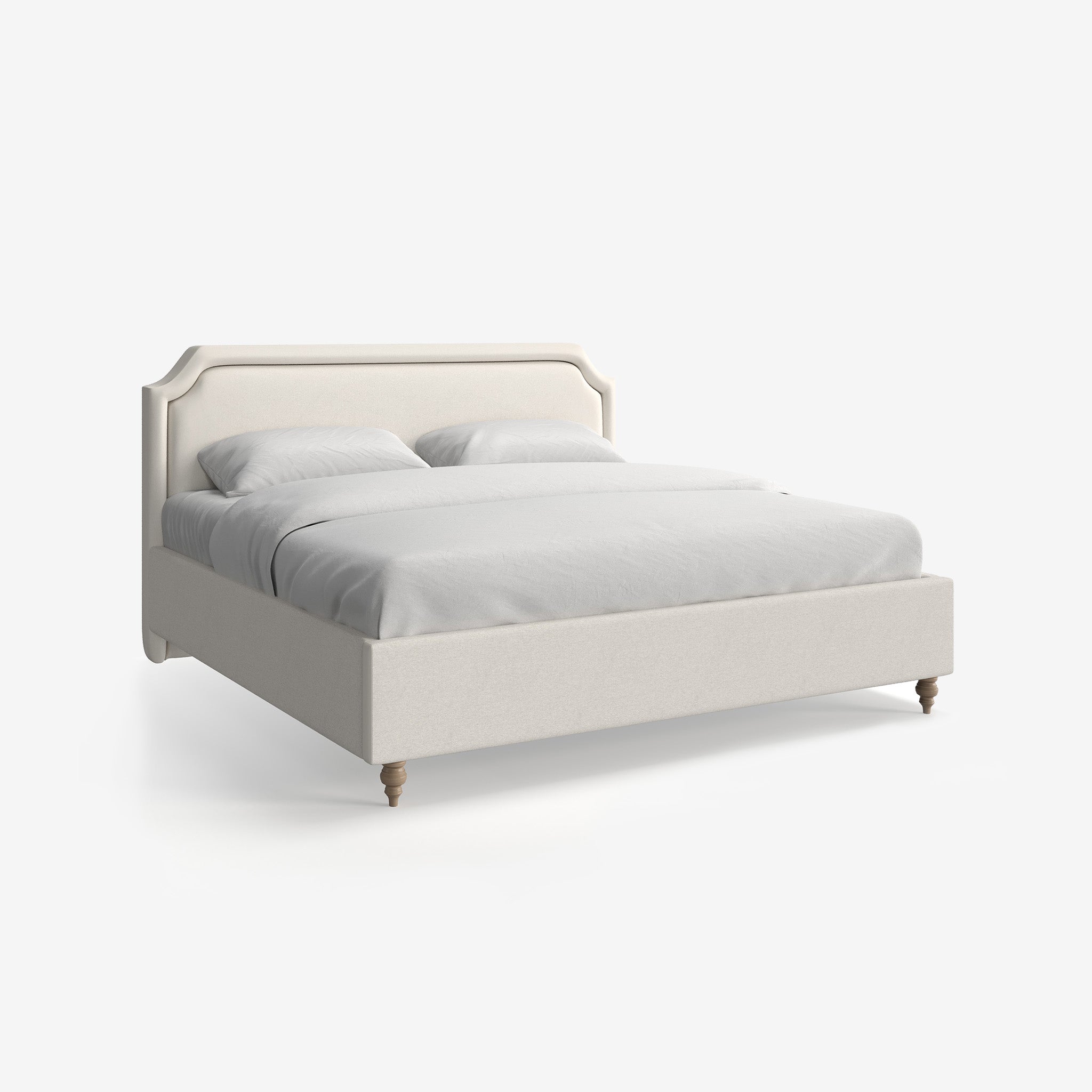 Haley Cotton Linen Upholstered Bed with Fluted Edge Headbaord and end-lift Ottoman Storage, Contemporary Interiors, Online Shopping, Craftsmanship, Wooden feet, Bazaar