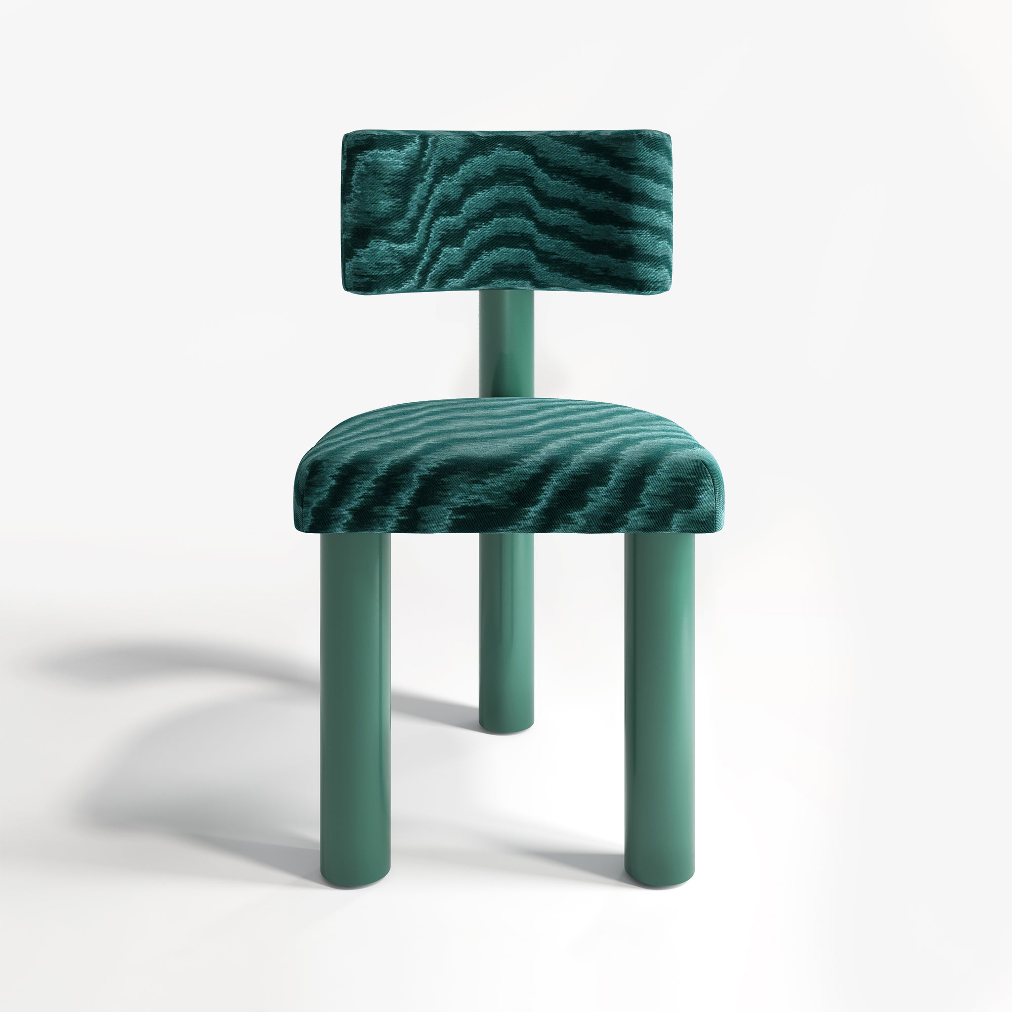 Dining Chair, Green Moire Fabric, Green Lacquered Frame, Bazaar Brand